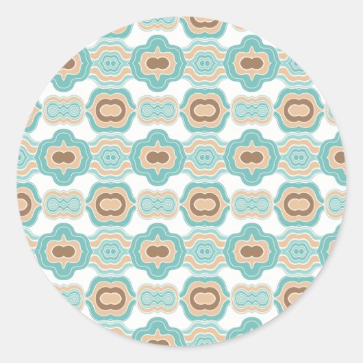 Sticker Rond Médaillon bleu/tan/marron coloré (Devant)