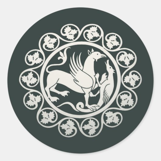 Sticker Rond Médaillon de combat de griffon médiéval (Devant)