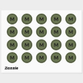 Sticker Rond Médaillon de monogramme classique minimaliste d'ol (Feuille)