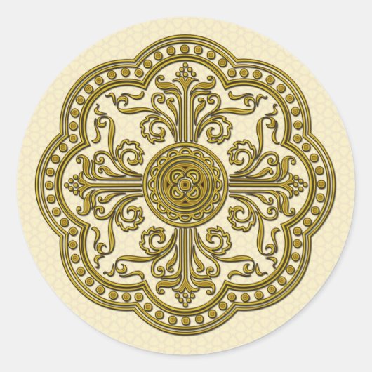 Sticker Rond Médaillon de style baroque en or antique (Devant)