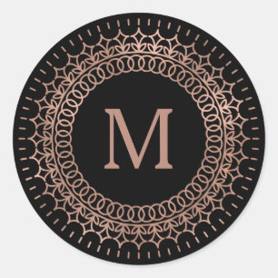 Sticker Rond Médaillon d'or Rose Black & Faux