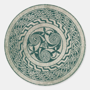 Sticker Rond Médaillon irlandais Celtic Knotwork Motif en vert