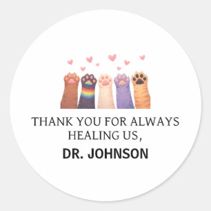 Sticker Rond Médecin Animalier Personnalisé Bonne Fête des Mé
