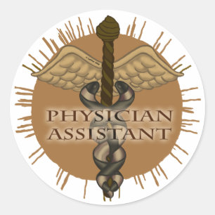 Sticker Rond Médecin Assistant Caduceus