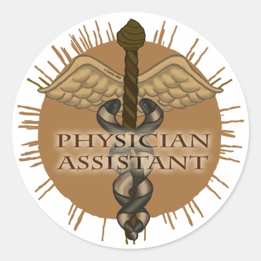 Sticker Rond Médecin Assistant Caduceus (Devant)