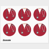 Sticker Rond Médecin Hôpital Scrubs Red (Feuille)