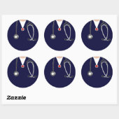 Sticker Rond Médecin Hospital Scrubs Navy (Feuille)