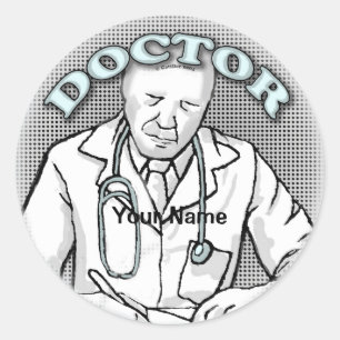 Sticker Rond Médecin rétro