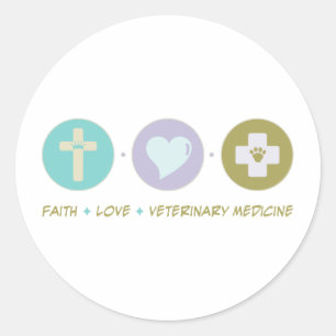 Sticker Rond Médecine vétérinaire d'amour de foi