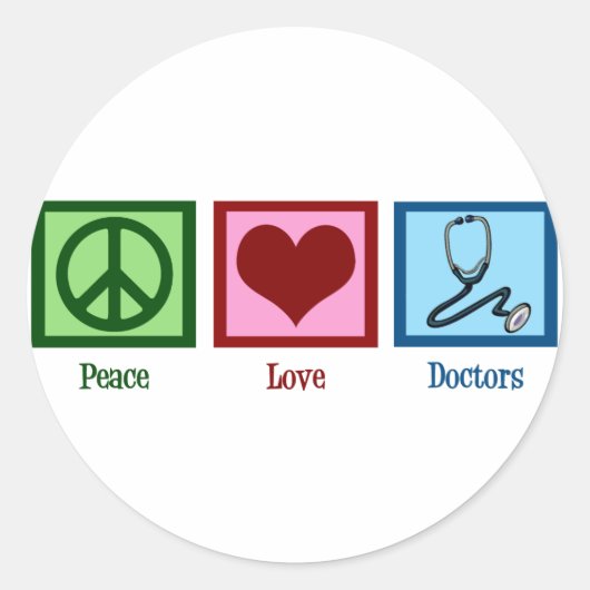 Sticker Rond Médecins Peace Love (Devant)