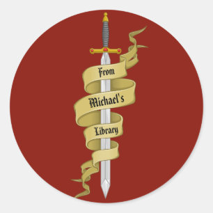 Sticker Rond Medeival Gold Sword from the Library of
