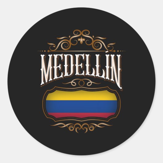Sticker Rond MedellãN Con Bandera De Colombia (Devant)