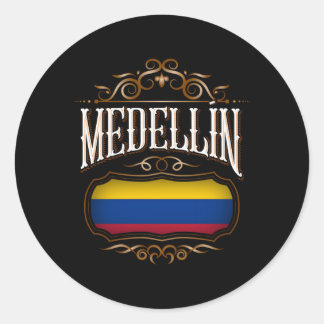 Sticker Rond MedellãN Con Bandera De Colombia