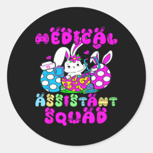 Sticker Rond Médicale Équipe Istant Bunny Pâques Infirmière vie