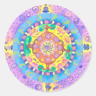Sticker Rond Medilludesign - Méditation Mandala