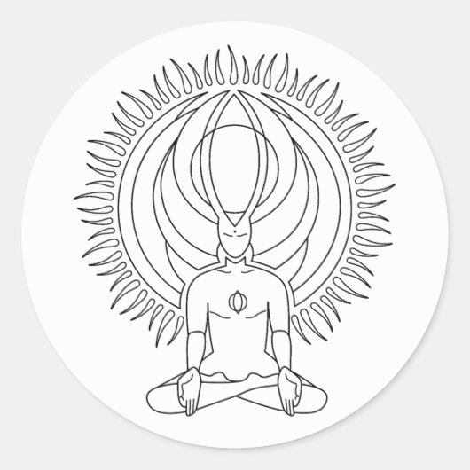 Sticker Rond Méditation. (Devant)