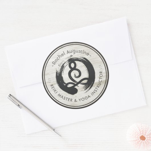 Sticker Rond Méditation de l'instructeur de yoga Pose Life Coac (Enveloppe)