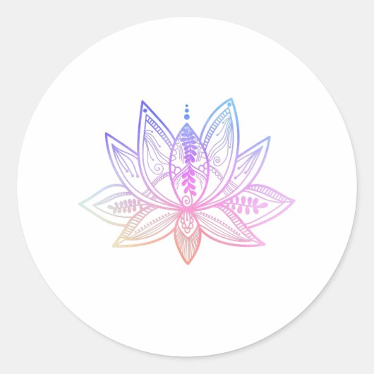 Sticker Rond Méditation de Lotus Flower Yoga Gradient jaune ble (Devant)
