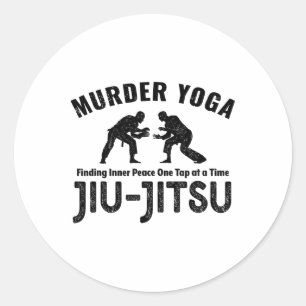 Sticker Rond Méditation de meurtre Yoga drôle Jiu-jitsu Paix in