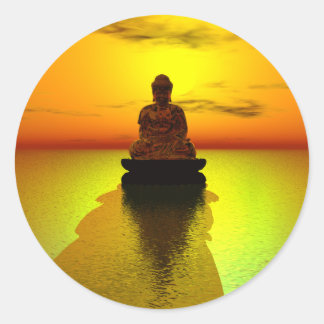 Sticker Rond Méditation d'or 3