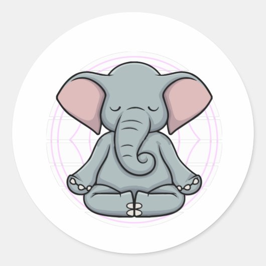 Sticker Rond Méditation éléphant Yoga Zen (Devant)