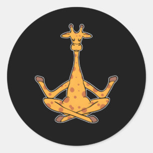 Sticker Rond Méditation Giraffe Instructeur de Yoga