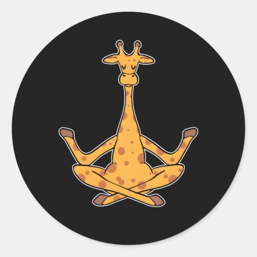 Sticker Rond Méditation Giraffe Instructeur de Yoga (Devant)