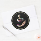 Sticker Rond Méditation Yoga Instructeur Lotus Pose Brush Strok (Enveloppe)