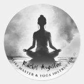 Sticker Rond Méditation Yoga Instructeur Lotus Pose Peinture à (Devant)