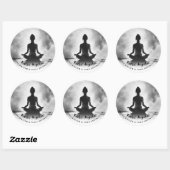 Sticker Rond Méditation Yoga Instructeur Lotus Pose Peinture à (Feuille)