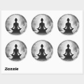 Sticker Rond Méditation Yoga Instructeur Lotus Pose Peinture à  (Feuille)