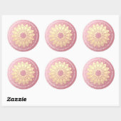Sticker Rond Méditation Yoga Instructeur Rose Gold Mandala Lotu (Feuille)