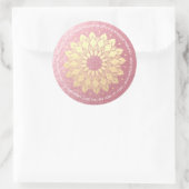 Sticker Rond Méditation Yoga Instructeur Rose Gold Mandala Lotu (Sac)