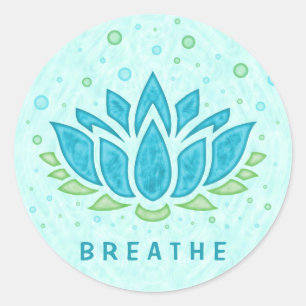 Sticker Rond Méditation Yoga Lotus Fleur Zen   Modèle de texte
