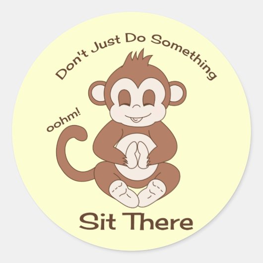 Sticker Rond Méditation Yoga Monkey (Devant)