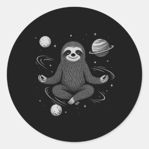 Sticker Rond Méditation Zen Paresseux Dans L'espace Namaste Pai