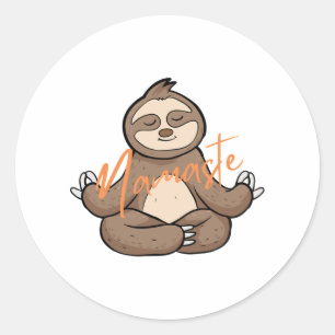 Sticker Rond Méditer la Sloth de Yoga - Namaste