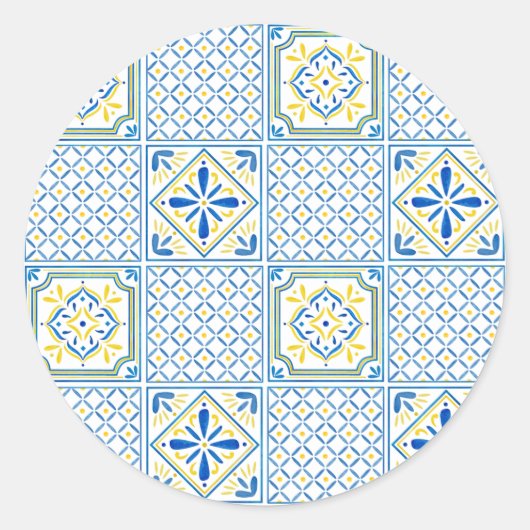 Sticker Rond Mediterranean Italian Tile Decorative Pattern (Devant)