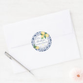 Sticker Rond Mediterranean Lemons Bridal Shower Thank You (Enveloppe)