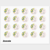 Sticker Rond Méditerranée Italie Grèce Citron rose Mariage (Feuille)