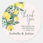 Sticker Rond Méditerranée Italie Grèce Citron rose Mariage (Devant)