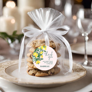 Sticker Rond Méditerranéen Italien Rose Citron Fête de Mariage