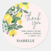 Sticker Rond Méditerranéen Italien Rose Citron Fête de Mariage (Devant)