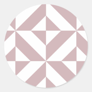 Sticker Rond Medium Mauve Geometric Deco Cube Pattern