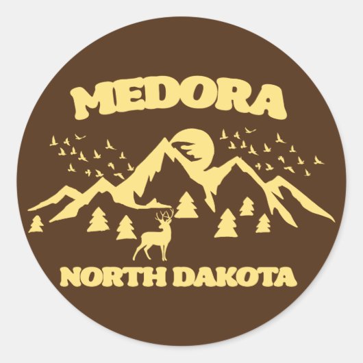 Sticker Rond Medora, Dakota du Nord (Devant)