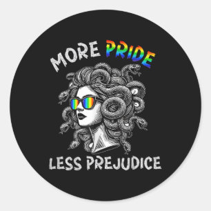 Sticker Rond Medusa Arc-en-ciel Plus de fierté moins de préjugé