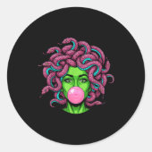 Sticker Rond Medusa Blowing Bubblegum P Art Mythology Design (Devant)