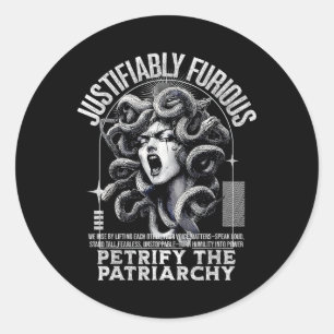 Sticker Rond Medusa furieuse justifiée Mythologie grecque Femin
