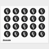 Sticker Rond Méduse Blackwork Tattoo Flash (Feuille)
