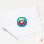 Sticker Rond Méduse de dessin animé souriante, cadeau amusant s (Enveloppe)